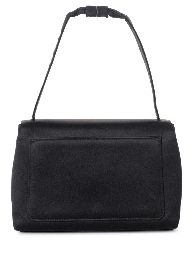 CHANEL Satin 24K Gold Camellia Mini Flap Bag Black-designer resale