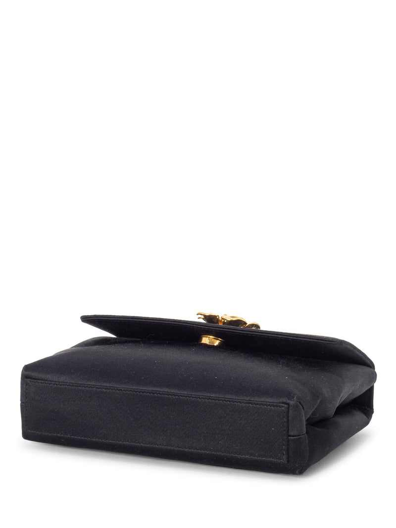 CHANEL Satin 24K Gold Camellia Mini Flap Bag Black-designer resale