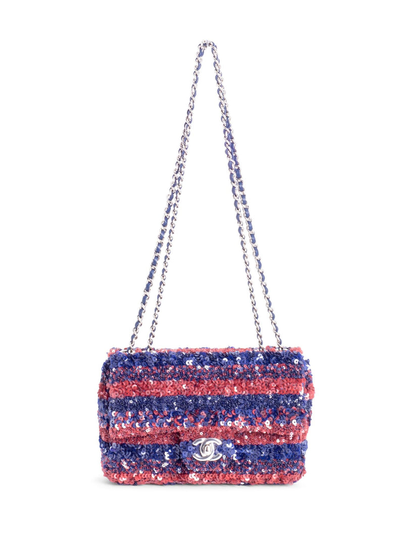 Chanel blue-silver tweed mini rectangular flap bag