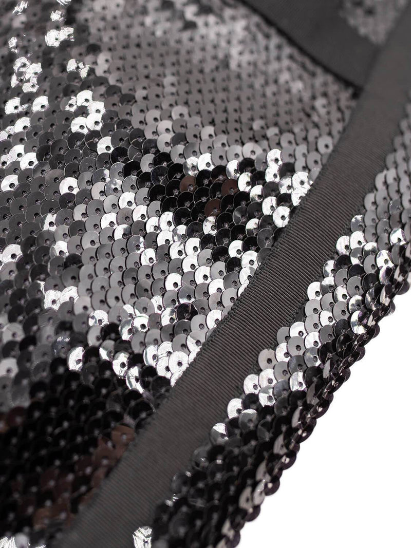 CHANEL Shiny Sequin Long Sleeve Mini Dress Black-designer resale