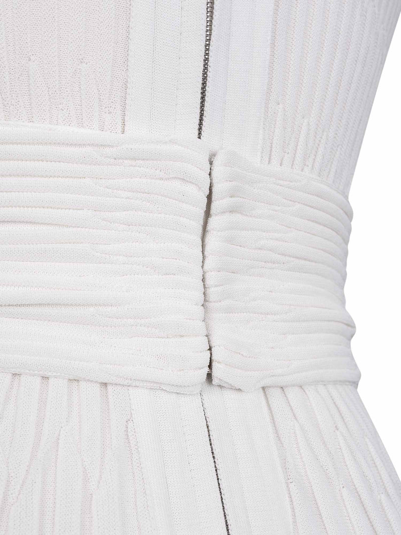 chanel white knit dress CHANEL white cotton blend 2012 12P RIB-KNIT TRUMPET Dress 38 S