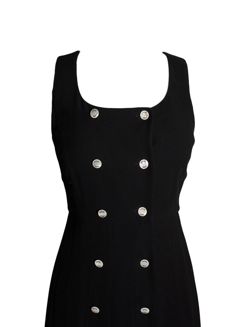 CHANEL Silk Pleated Mini Dress Black-designer resale