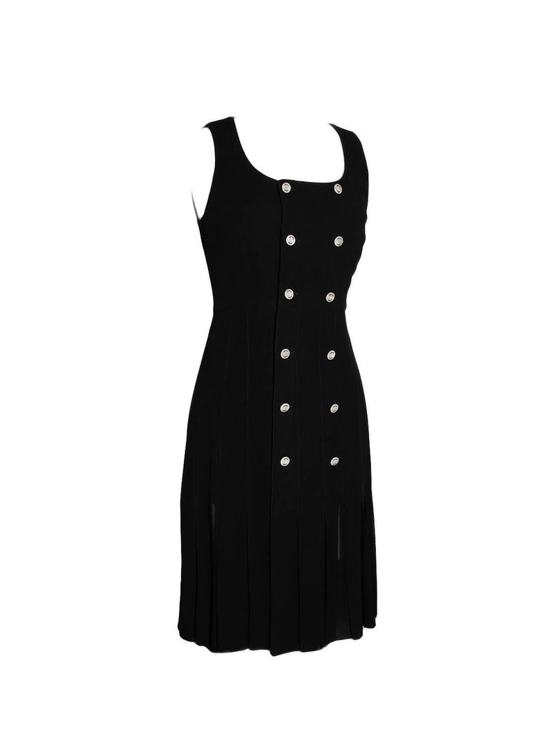 CHANEL Silk Pleated Mini Dress Black CHANEL Silk Pleated Mini Dress Black