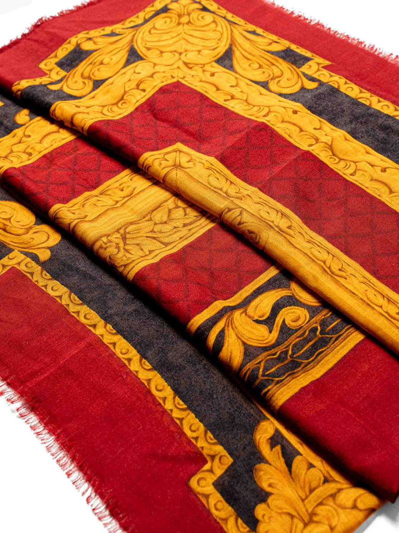 CHANEL Silk Wool CC Logo Large Shawl Red-designer resale