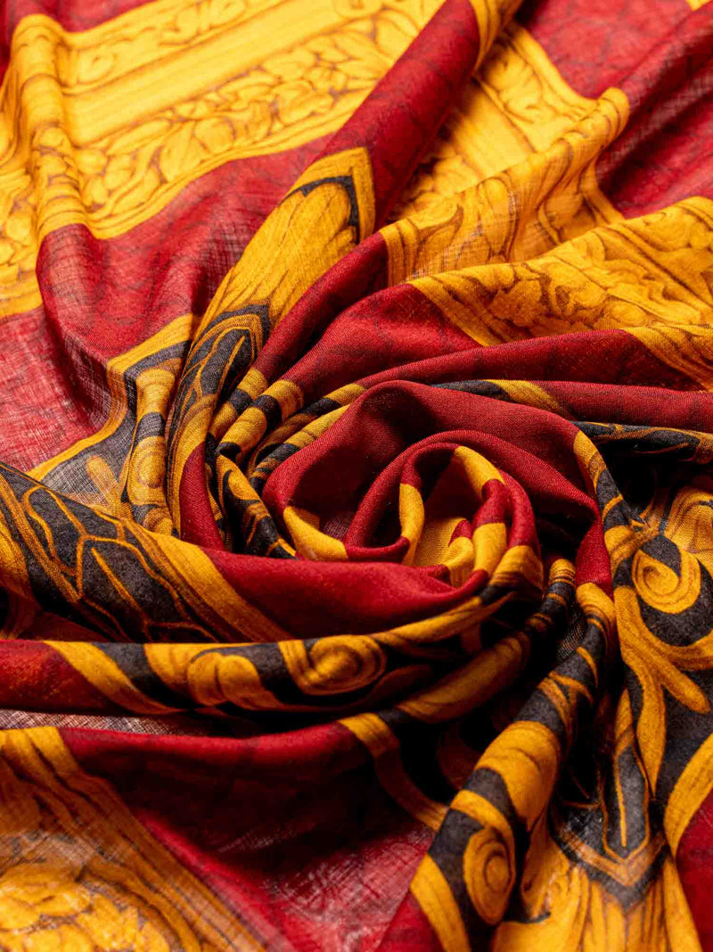 CHANEL Silk Wool CC Logo Large Shawl Red-designer resale