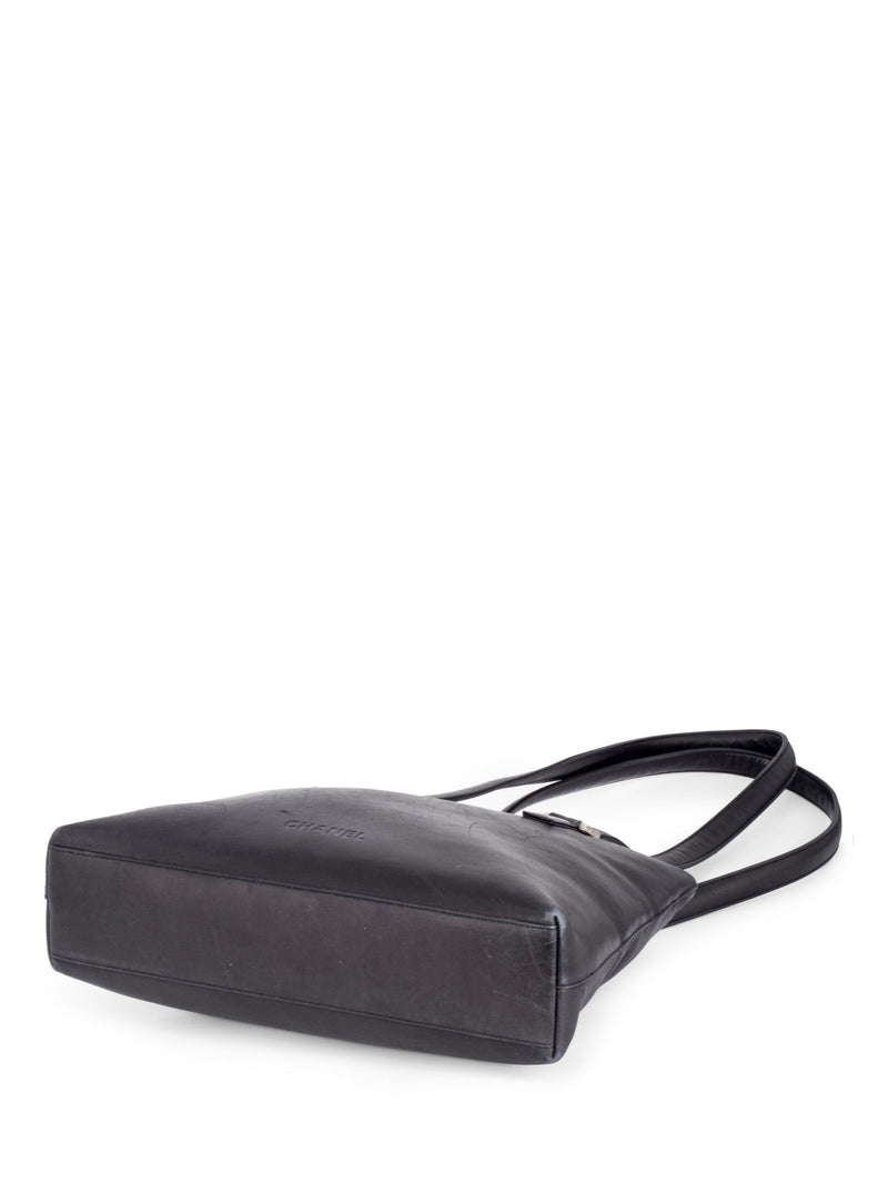 CHANEL Soft Leather Logo Shopper Bag Black-designer resale