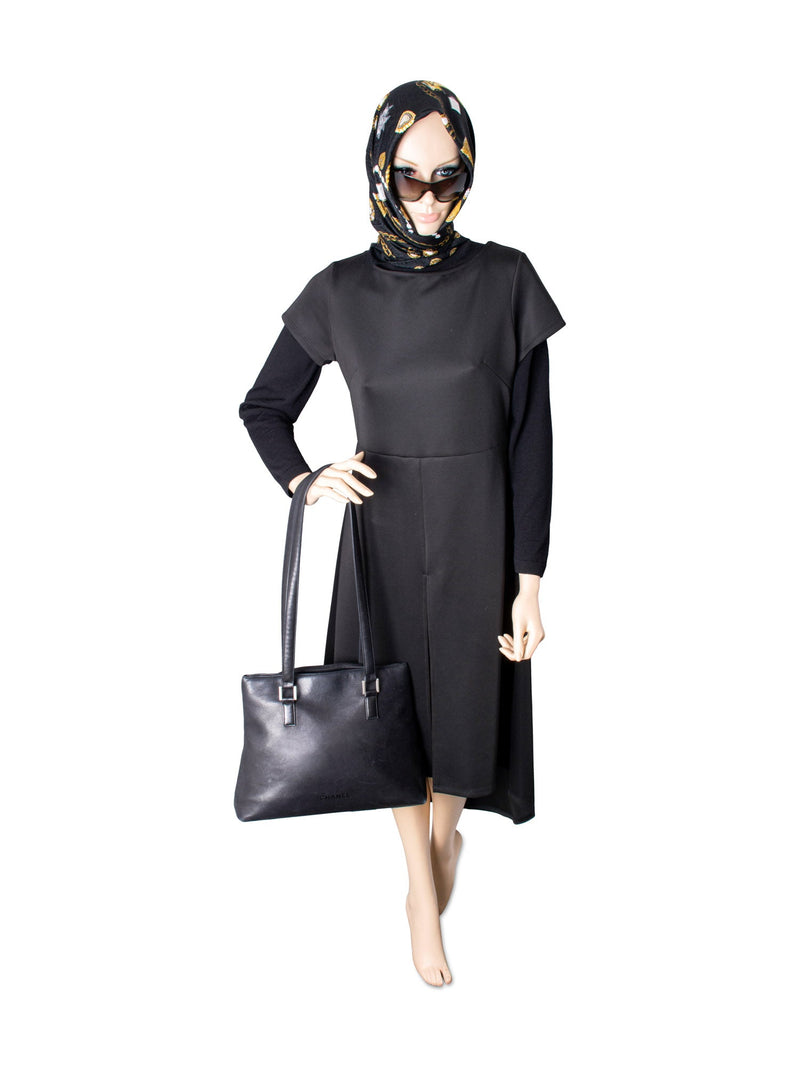 CHANEL Soft Leather Logo Shopper Bag Black-designer resale