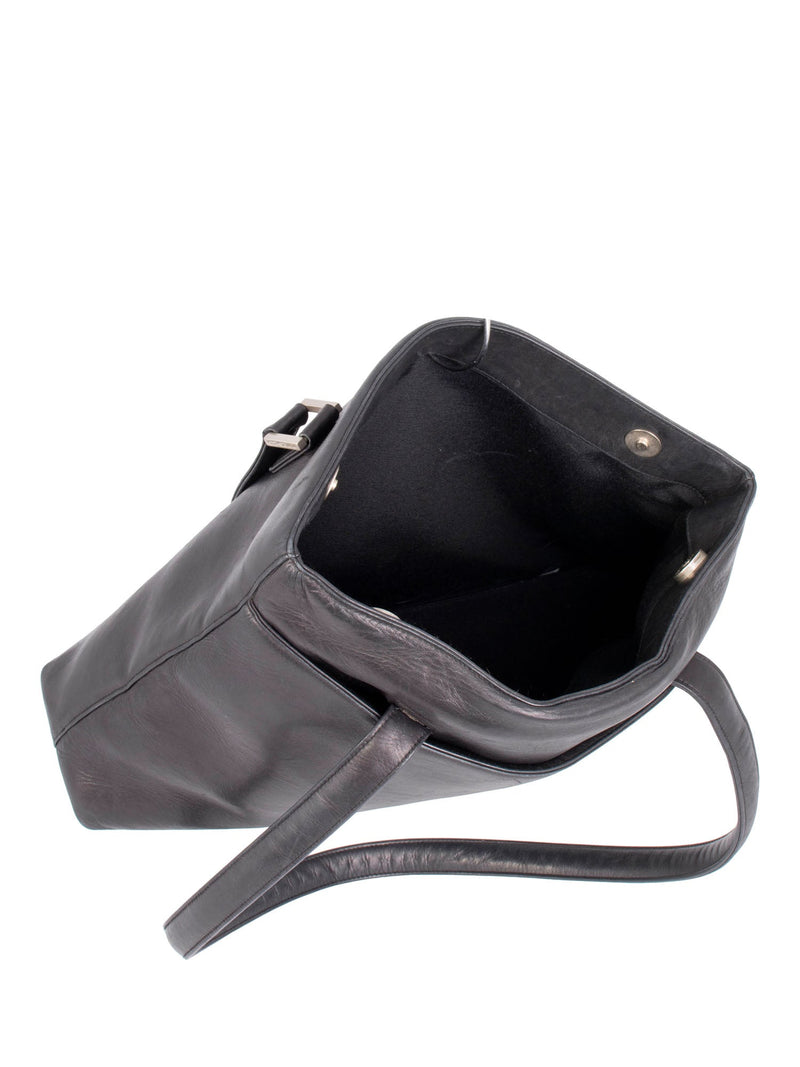 CHANEL Soft Leather Logo Shopper Bag Black-designer resale