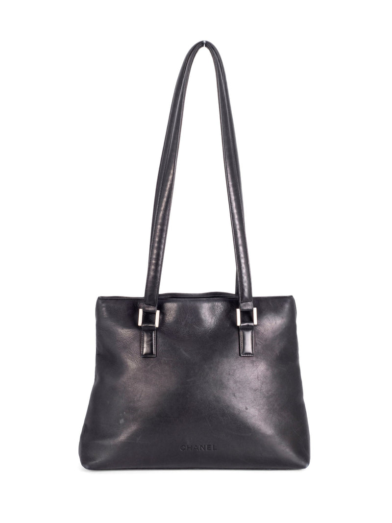 CHANEL Soft Leather Logo Shopper Bag Black-designer resale