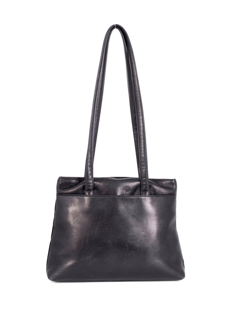 CHANEL Soft Leather Logo Shopper Bag Black-designer resale