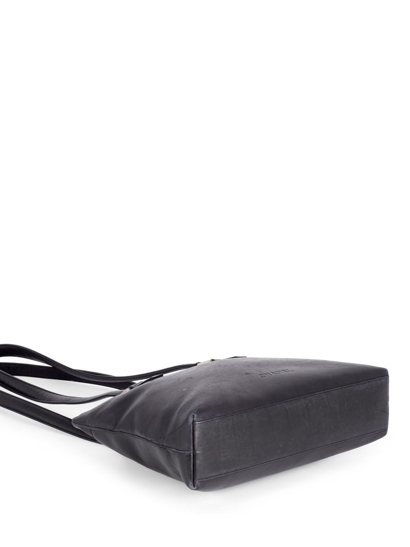 CHANEL Soft Leather Logo Shopper Bag Black-designer resale