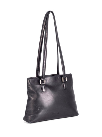 CHANEL Soft Leather Logo Shopper Bag Black-designer resale