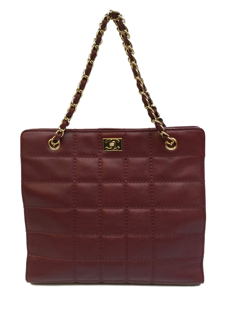 CHANEL Square Quilt Tote Burgundy-designer resale