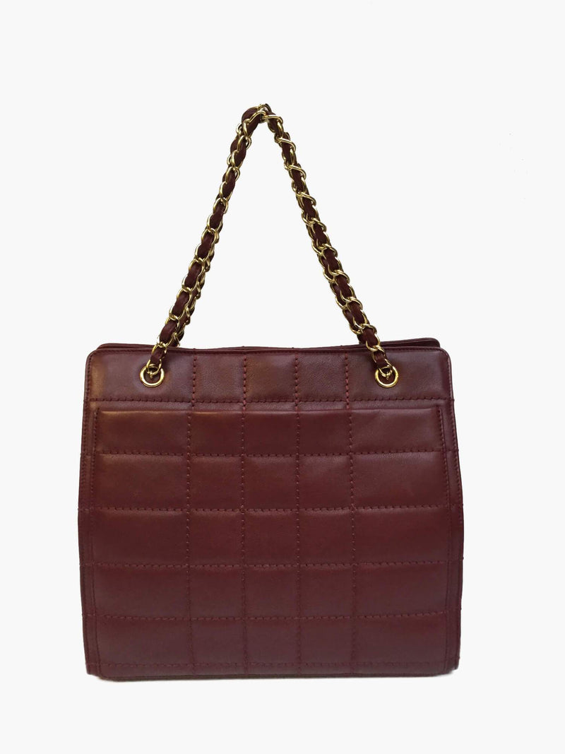 CHANEL Square Quilt Tote Burgundy-designer resale