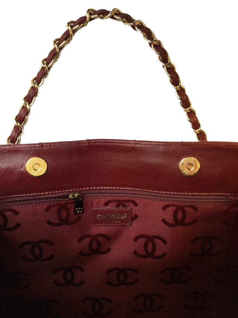 CHANEL Square Quilt Tote Burgundy-designer resale