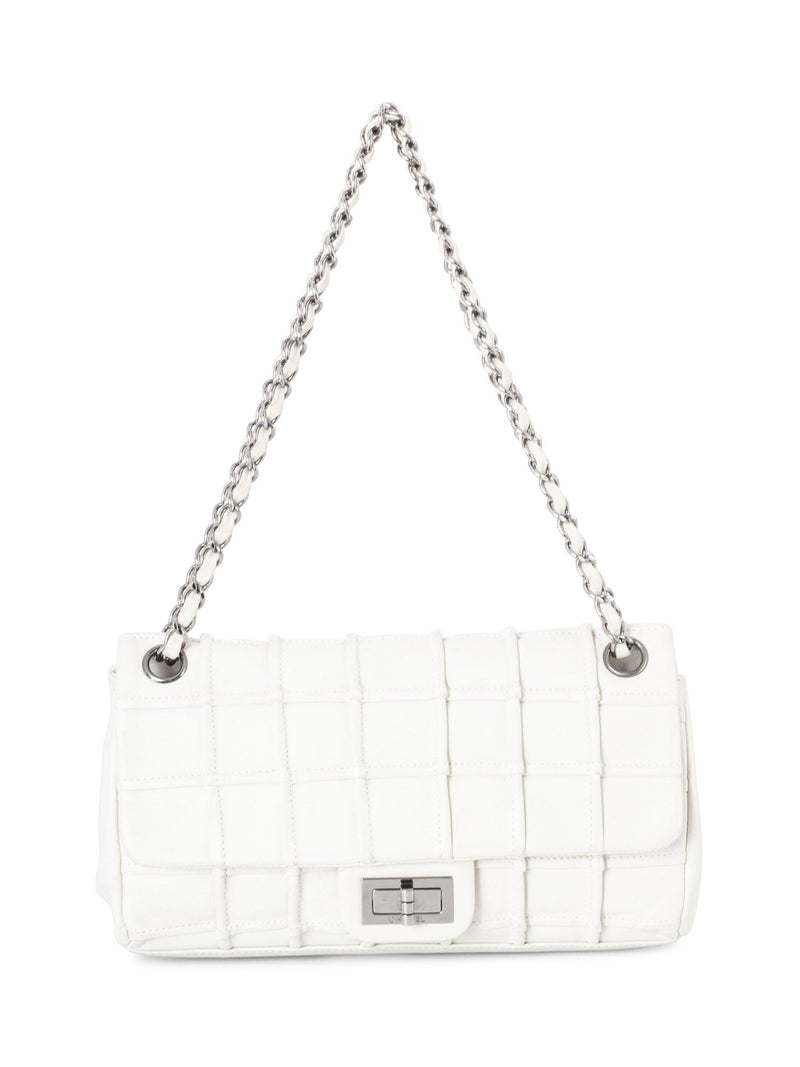 CHANEL Square Quilted Leather Medium Reissue Flap Bag White-designer resale