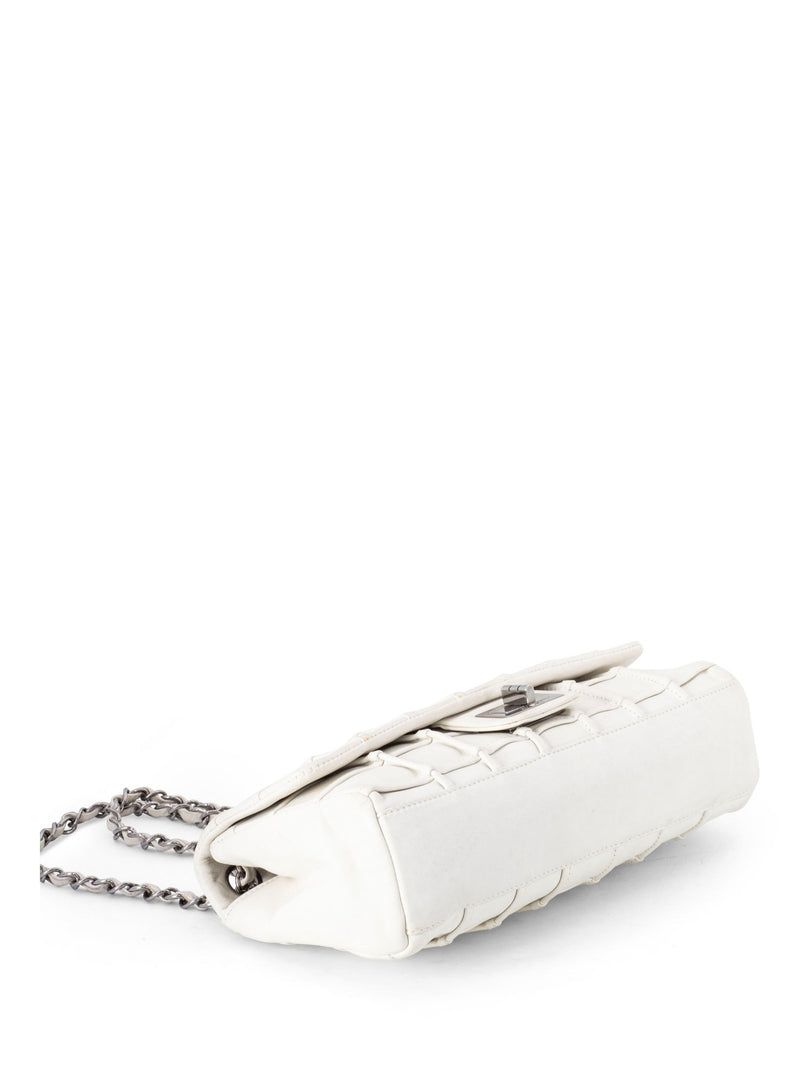CHANEL Square Quilted Leather Medium Reissue Flap Bag White-designer resale