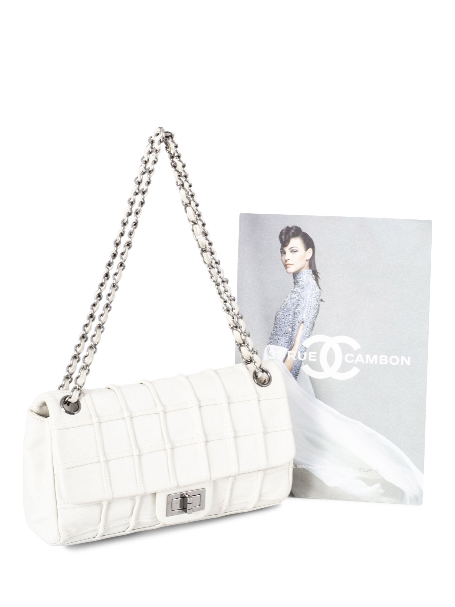 CHANEL Square Quilted Leather Medium Reissue Flap Bag White-designer resale