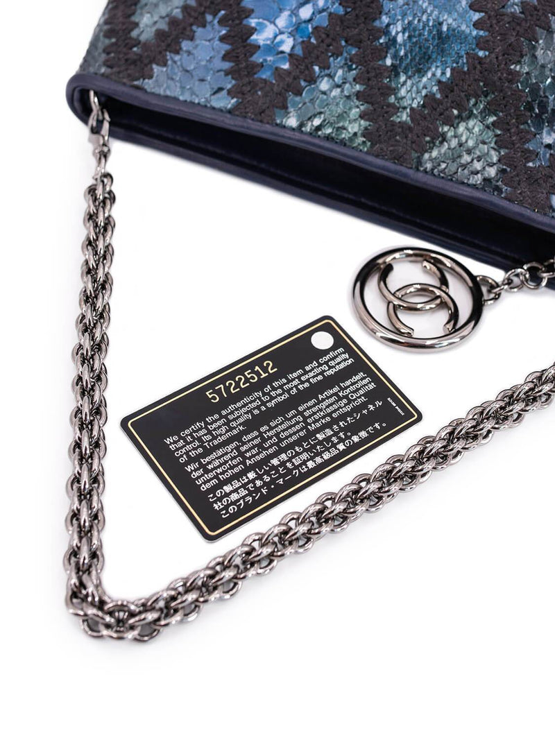 CHANEL Stitch CC Logo Pochette Bag Blue Green-designer resale