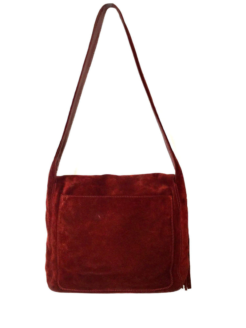 CHANEL Suede Tassel CC Shoulder Bag Red-designer resale