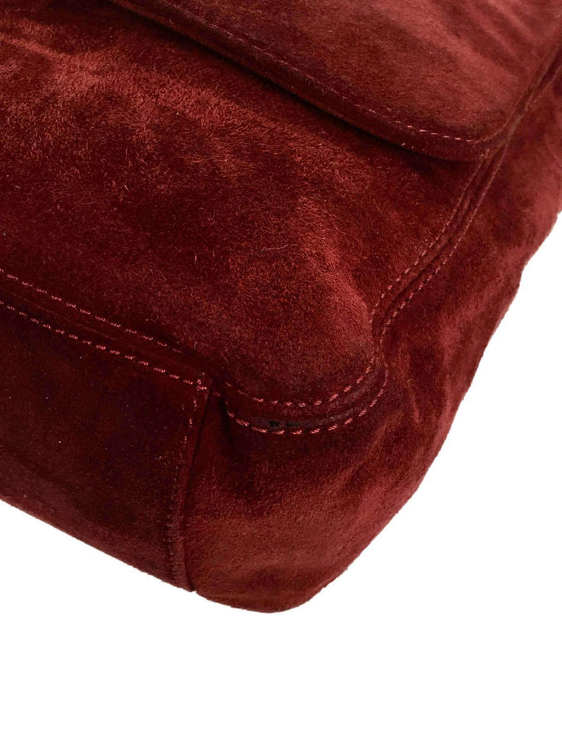 CHANEL Suede Tassel CC Shoulder Bag Red-designer resale