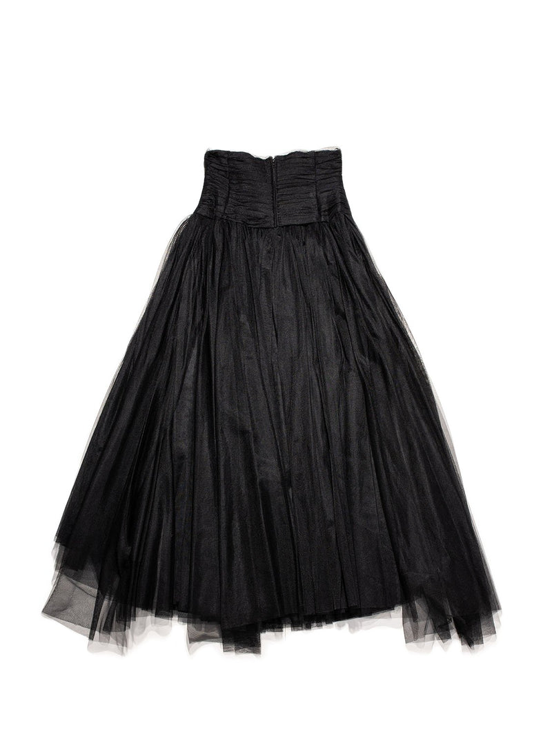 CHANEL Taffeta Maxi Skirt Black