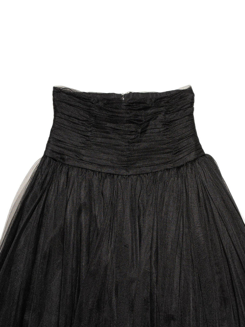 CHANEL Taffeta Maxi Skirt Black-designer resale