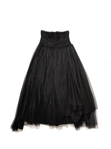 CHANEL Taffeta Maxi Skirt Black-designer resale