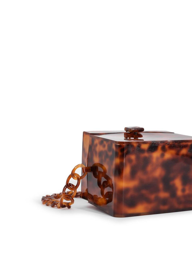 CHANEL Tortoiseshell Plexiglass Mini Box Bag Brown-designer resale