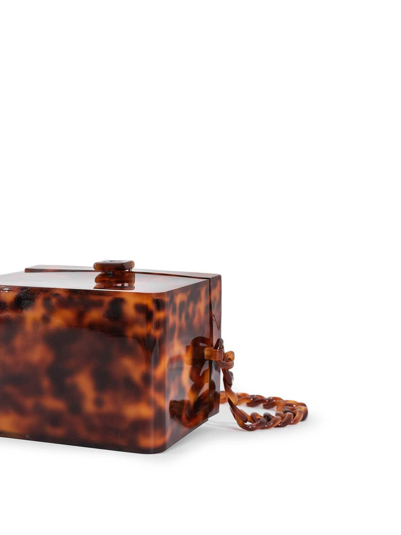 CHANEL Tortoiseshell Plexiglass Mini Box Bag Brown