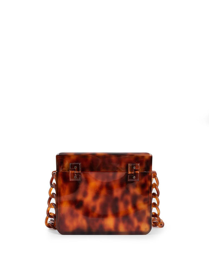CHANEL Tortoiseshell Plexiglass Mini Box Bag Brown-designer resale