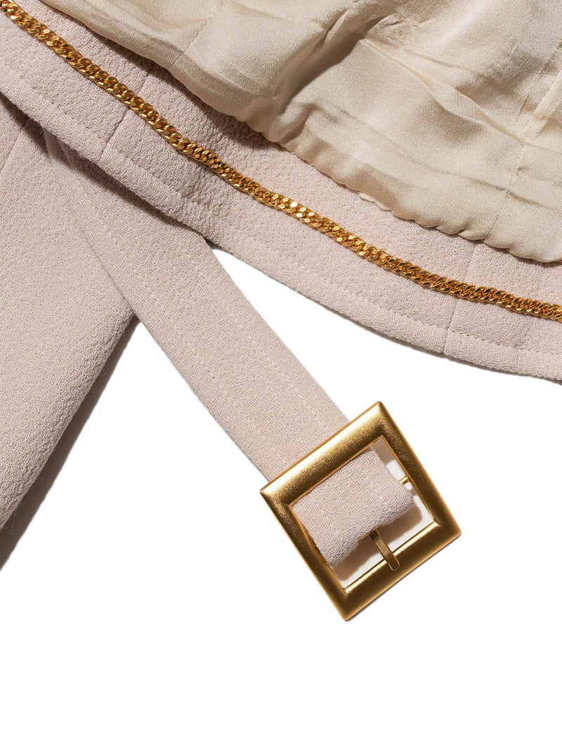 CHANEL Tweed Belted Jacket Beige-designer resale