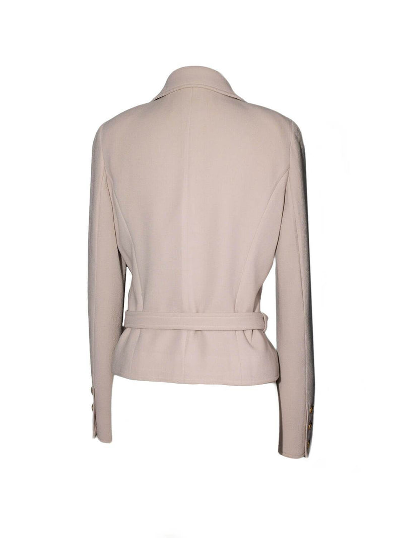 CHANEL Tweed Belted Jacket Beige CHANEL Tweed Belted Jacket Beige