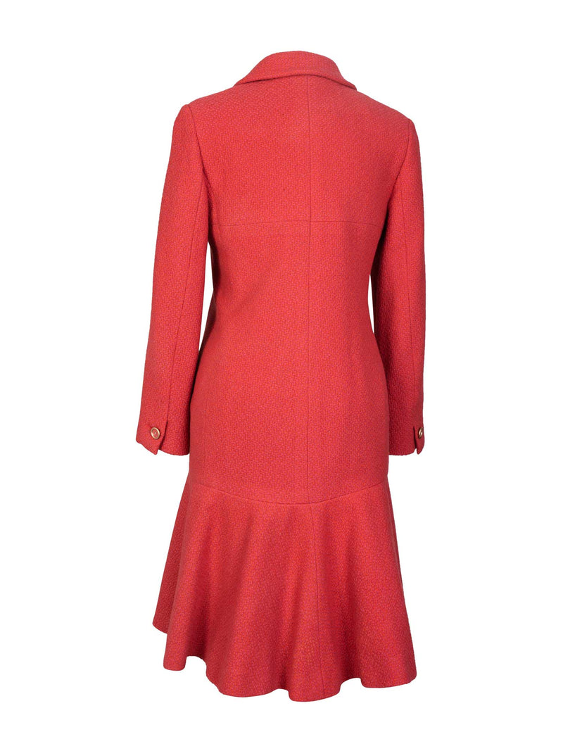 CHANEL Tweed CC Logo Button Down Dress Red-designer resale