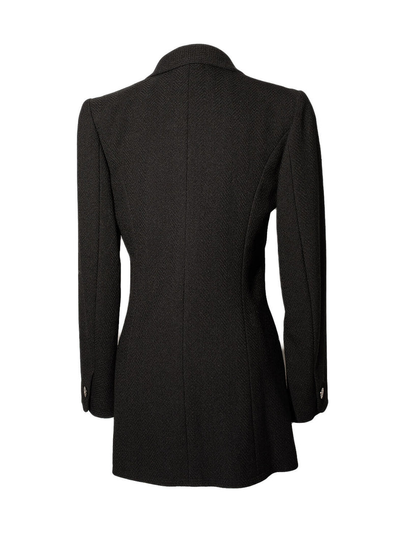 CHANEL Tweed Fitted Jacket Black-designer resale