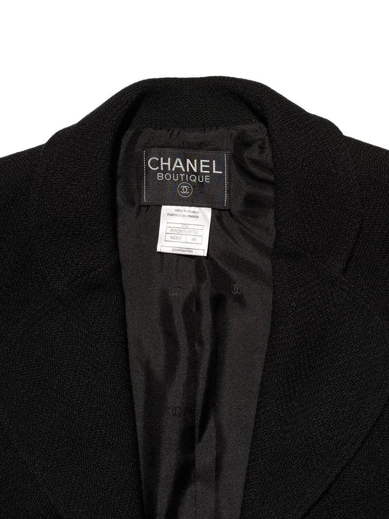 CHANEL Tweed Fitted Jacket Black-designer resale