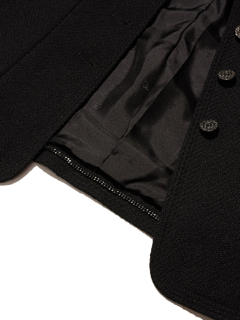 CHANEL Tweed Fitted Jacket Black-designer resale