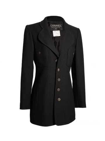CHANEL Tweed Fitted Jacket Black-designer resale