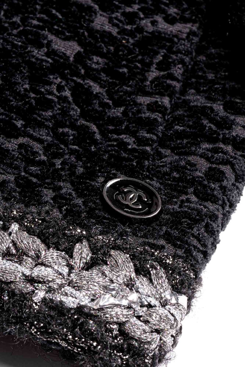 CHANEL Tweed Fringe Fitted Jacket Black-designer resale