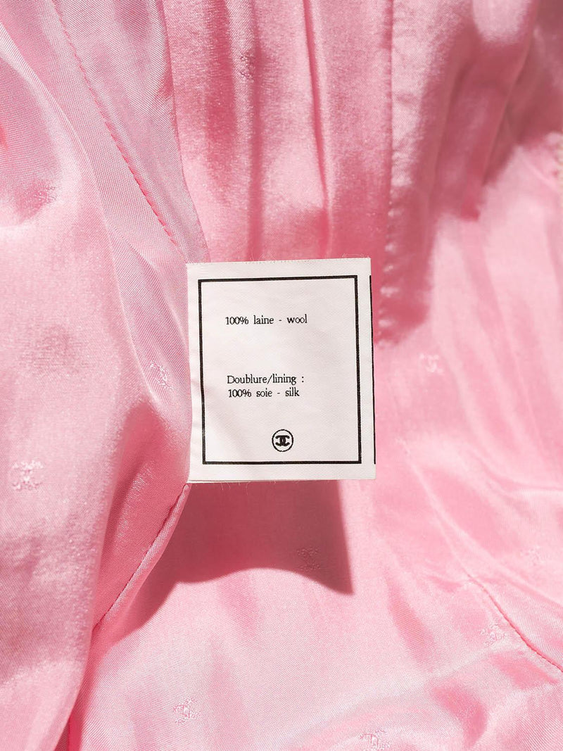 CHANEL Tweed Fringe Fitted Jacket Pink-designer resale