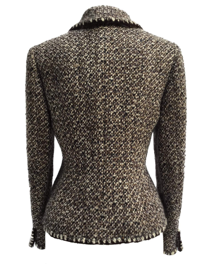 CHANEL Tweed Fringe Jacket Brown-designer resale