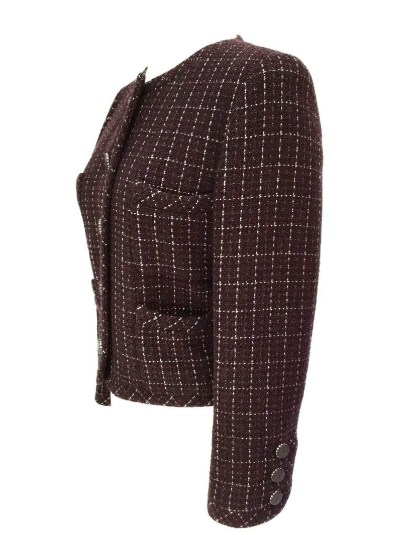 CHANEL Tweed Jacket Burgundy-designer resale