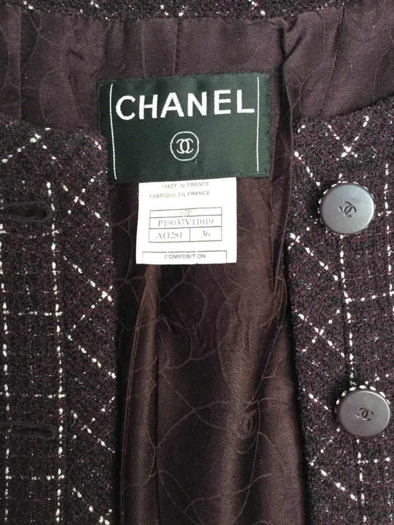 CHANEL Tweed Jacket Burgundy-designer resale