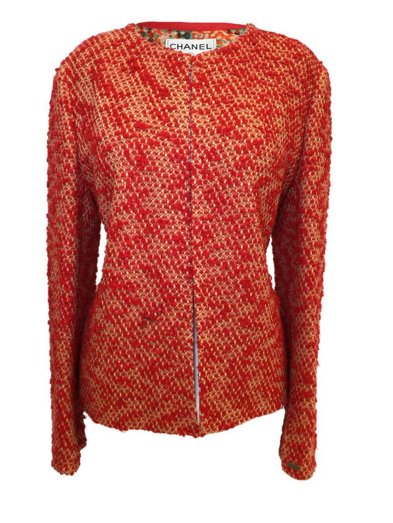 CHANEL Tweed Jacket Red-designer resale