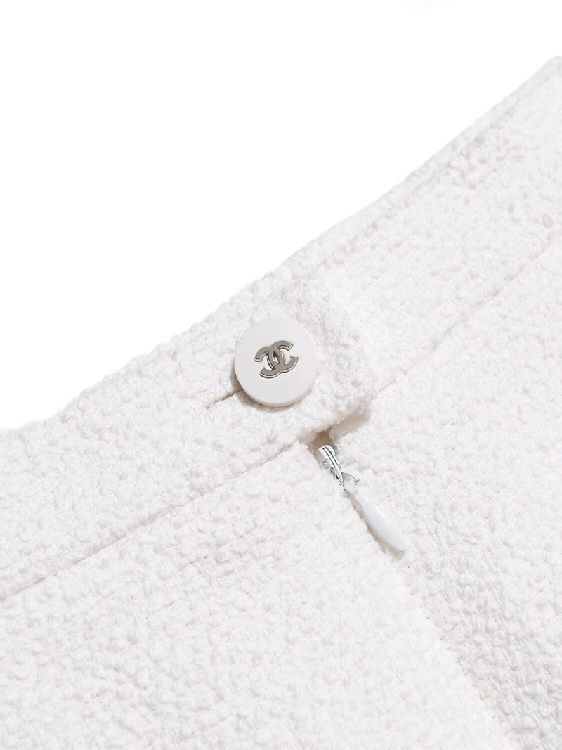 CHANEL Tweed Mini Skirt White-designer resale