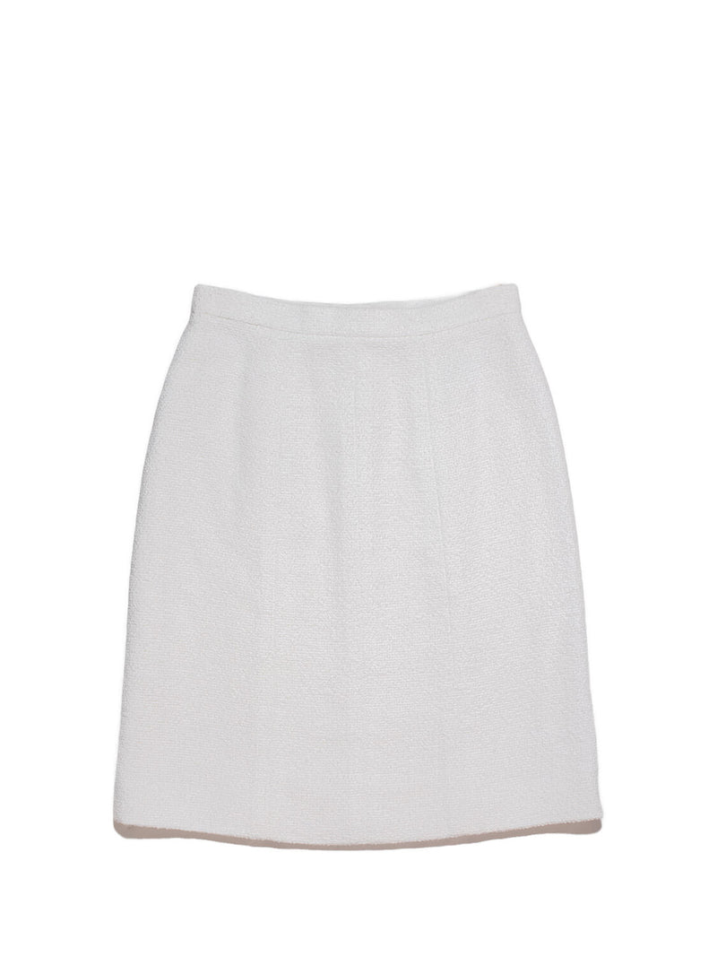 CHANEL Tweed Mini Skirt White