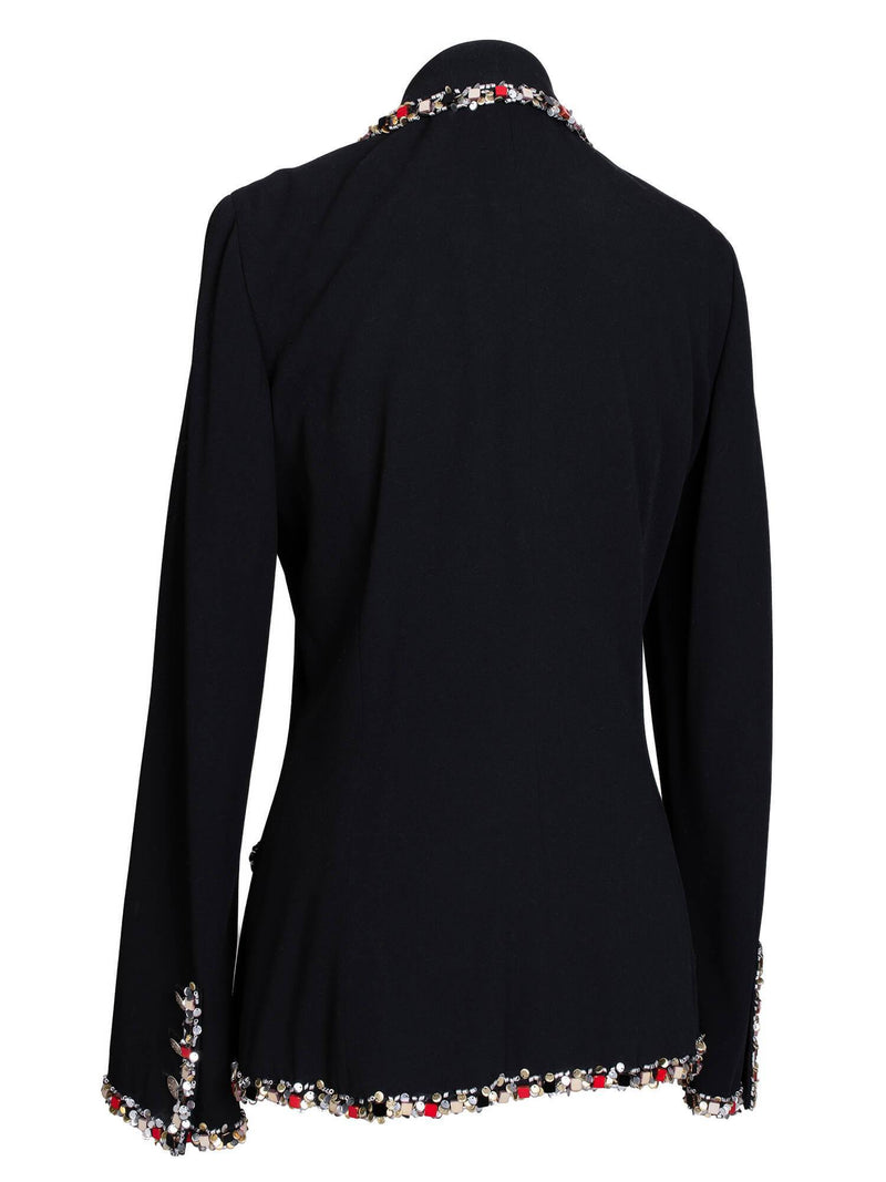 CHANEL Tweed Paris-Bombay Crest Beaded Jacket Black-designer resale