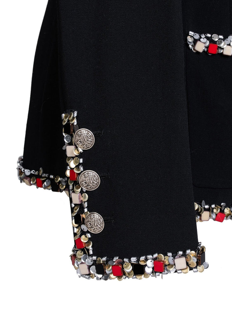 CHANEL Tweed Paris-Bombay Crest Beaded Jacket Black