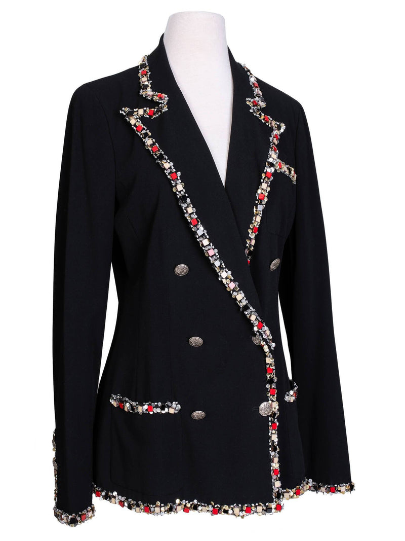 CHANEL Tweed Paris-Bombay Crest Beaded Jacket Black