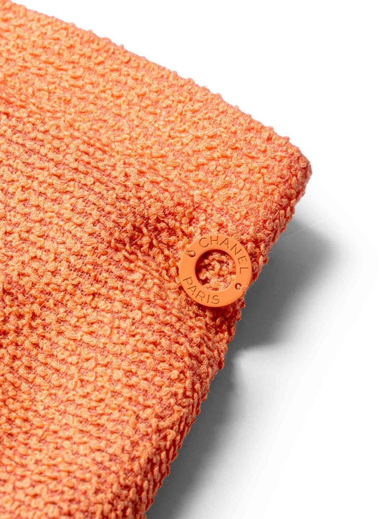CHANEL Tweed Silk Fringe Skirt Orange-designer resale